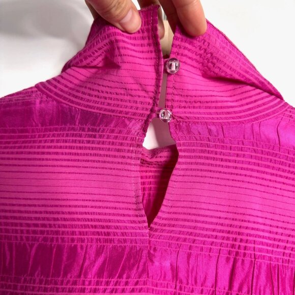 RACHEL COMEY Varda Top Seersucker High Neck Blouse Silk Cotton Blend Pink 8 NWT - Picture 6 of 9